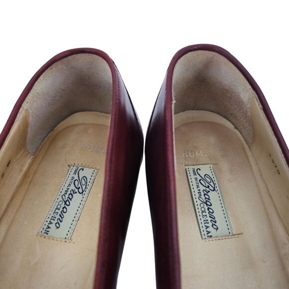 Vintage Bragano Cole Haan Italy Burgundy Leather Dress Shoe Men 9 Tassel Loafers - Picture 6 of 12